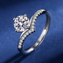 Load image into Gallery viewer, Crown Moissan Diamond Silver Ring