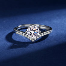 Load image into Gallery viewer, Crown Moissan Diamond Silver Ring