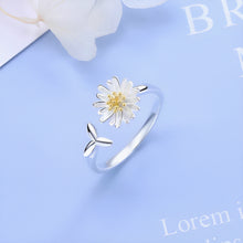 Load image into Gallery viewer, Daisy Flower Leaf Silver Ring