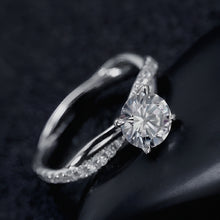 Load image into Gallery viewer, Silver Twisted Shape Princess Diamond Ring