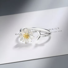 Load image into Gallery viewer, Daisy Flower Leaf Silver Ring
