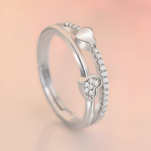 Load image into Gallery viewer, Heart Layered Silver Ring