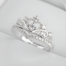 Load image into Gallery viewer, Regal Stylish crown silver couple ring
