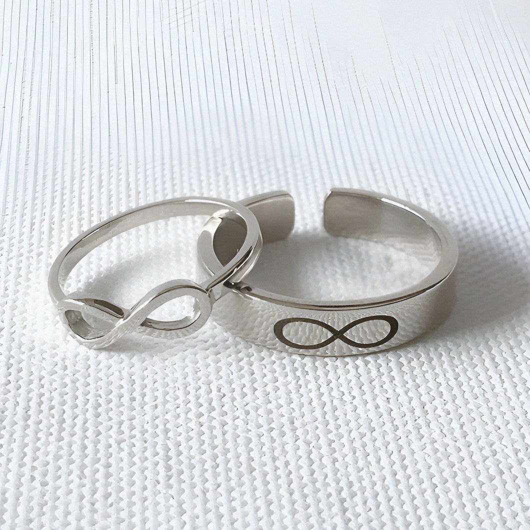 Classic Infinity Silver Couple Rings