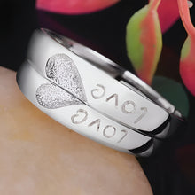 Load image into Gallery viewer, Complementary Love Hearts Silver Couple Rings