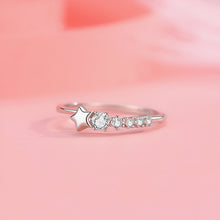 Load image into Gallery viewer, Star Comet With Long Tail Diamond Silver Ring