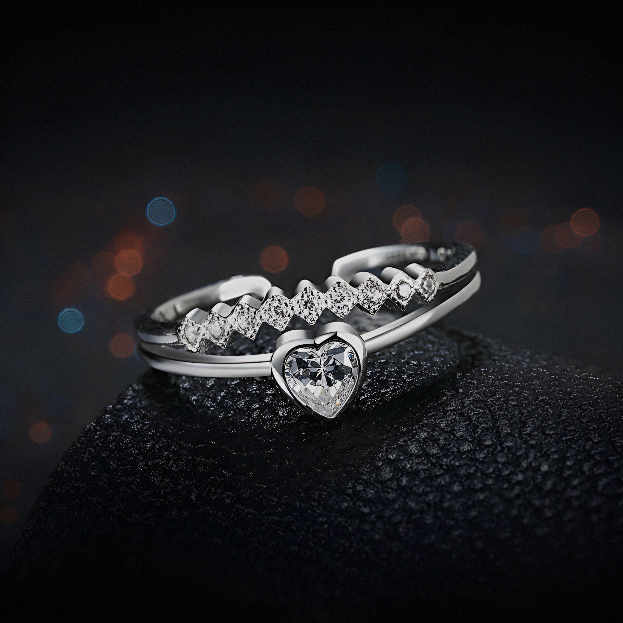 Charismatic Cupid Heart Silver Ring