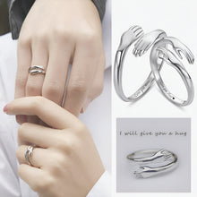 Load image into Gallery viewer, Hugging Silver Couple Rings