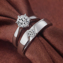 Load image into Gallery viewer, Empress Gorgeous Crystal Silver Couple Rings