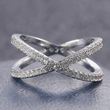 Load image into Gallery viewer, Criss Cross Diamond Silver Ring