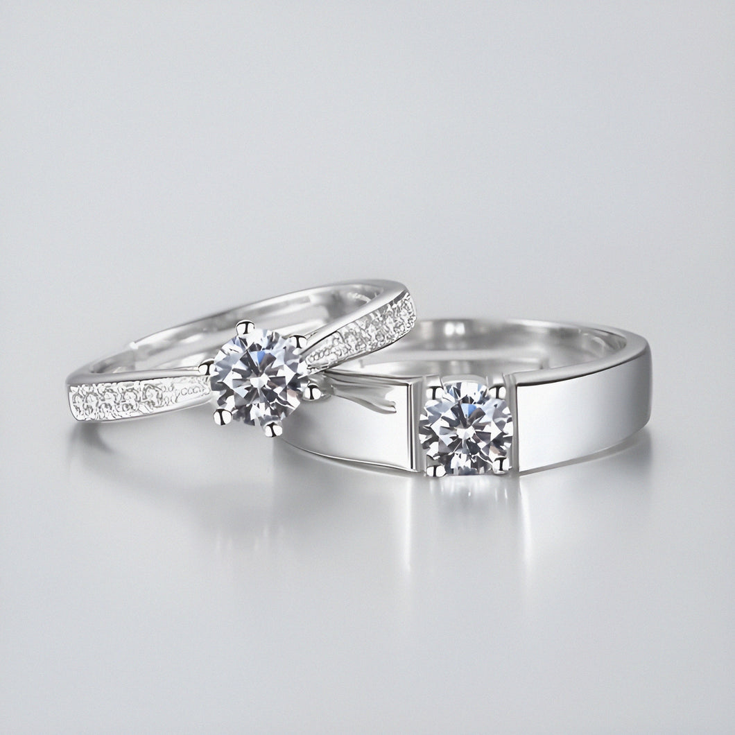 Luxury Elena Silver Couple Rings