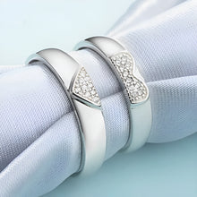 Load image into Gallery viewer, Connecting Half Heart Silver Couple Rings
