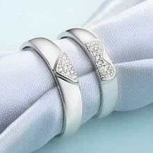 Load image into Gallery viewer, Connecting Half Heart Silver Couple Rings