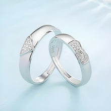 Load image into Gallery viewer, Connecting Half Heart Silver Couple Rings