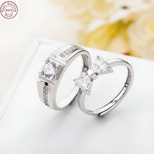 Load image into Gallery viewer, Silver Zircon Solitaire Couple Rings
