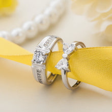 Load image into Gallery viewer, Silver Zircon Solitaire Couple Rings