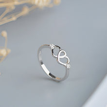 Load image into Gallery viewer, Double Heart Charm Love Silver Ring