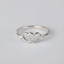 Load image into Gallery viewer, Double Heart Charm Love Silver Ring