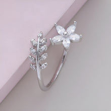 Load image into Gallery viewer, Bloom Style Leaf Flower Silver Ring
