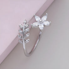 Load image into Gallery viewer, Bloom Style Leaf Flower Silver Ring