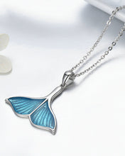 Load image into Gallery viewer, Blue Mermaid Tail Cuff Silver Pendant