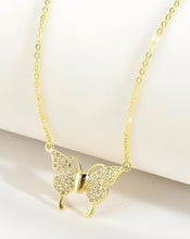Load image into Gallery viewer, Crystal Diamond Magnetic Butterfly Silver Necklace