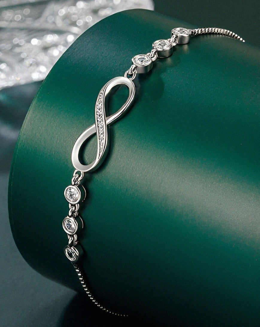 Crystal Swarovski Infinity Silver Bracelet – GIFTED BEAUTY®️