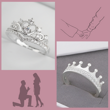 Load image into Gallery viewer, Regal Stylish crown silver couple ring
