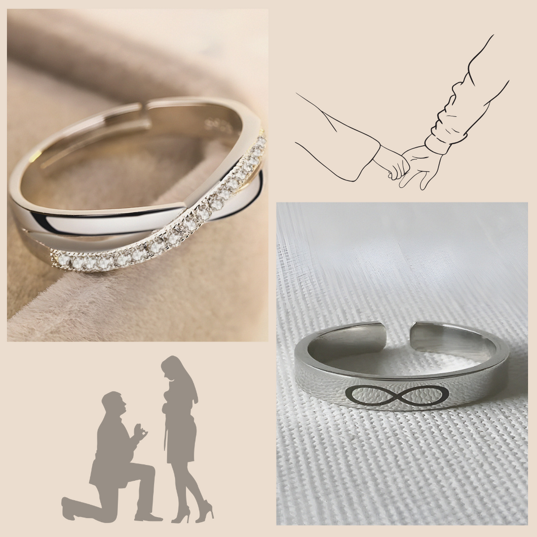 Stylish Criss Cross Infinity Silver Couple Ring