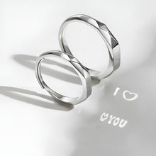 Load image into Gallery viewer, Light Sculpted "I Love You" Silver Couple Rings