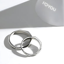 Load image into Gallery viewer, Light Sculpted "I Love You" Silver Couple Rings