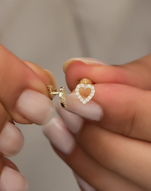 Crystal Swarovski Tiny White Heart Silver Earrings