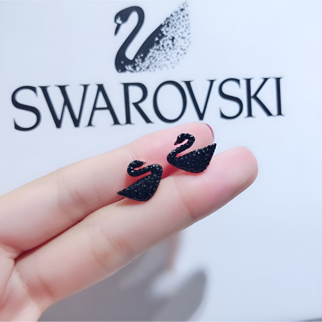 Crystal Swarovski Iconic Swan Stud Silver Earrings