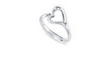 Load image into Gallery viewer, Open Heart Silver Adjustable Silver Ring
