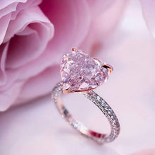 Load image into Gallery viewer, Luxury Pink Heart Crystal Diamond Silver Ring