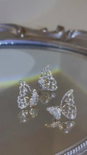 Load and play video in Gallery viewer, Crystal Swarovski Diamond Pearls Butterfly Silver Stud
