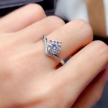 Load image into Gallery viewer, Crown Moissan Diamond Silver Ring
