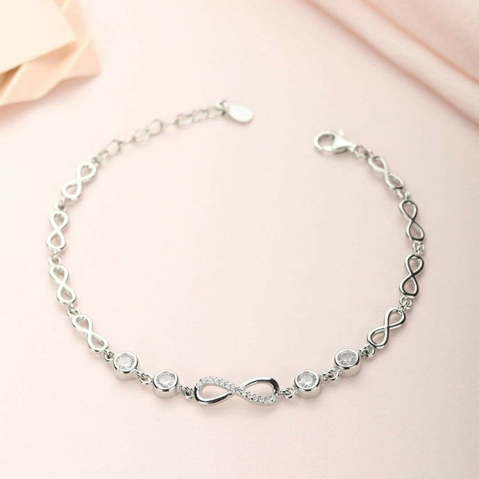 Crystal Infinity Charm Silver Bracelet