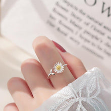 Load image into Gallery viewer, Daisy Flower Leaf Silver Ring