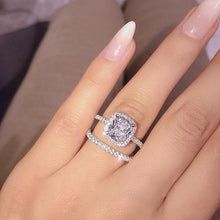 Load image into Gallery viewer, Stylish Diamond Sparkle With Diamond Pave Band Silver Ring Set