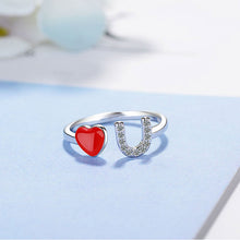 Load image into Gallery viewer, Red Heart Silver Ring