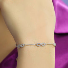 Load image into Gallery viewer, Zircon Infinity Silver Bracelet