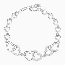 Load image into Gallery viewer, Interlocked Heart Duo Silver Bracelet