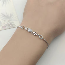 Load image into Gallery viewer, Love Pattern With Zircon Pure Silver Bracelet