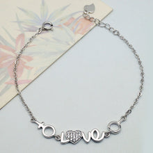 Load image into Gallery viewer, Love Pattern With Zircon Pure Silver Bracelet