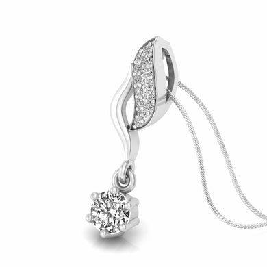 Curved Solitaire Silver-Toned Plated Pendant with silver plated Chain ( GB108 )