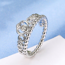 Load image into Gallery viewer, Elegant Princess Crown Love Heart Silver Ring