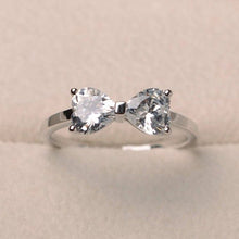 Load image into Gallery viewer, Sparkling White Sapphire Diamond Bowknot Silver Ring