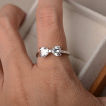 Load image into Gallery viewer, White Sapphire Diamond Bowknot Silver Ring