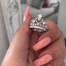 Load image into Gallery viewer, Double Heart Charm Stackable Love Silver Ring